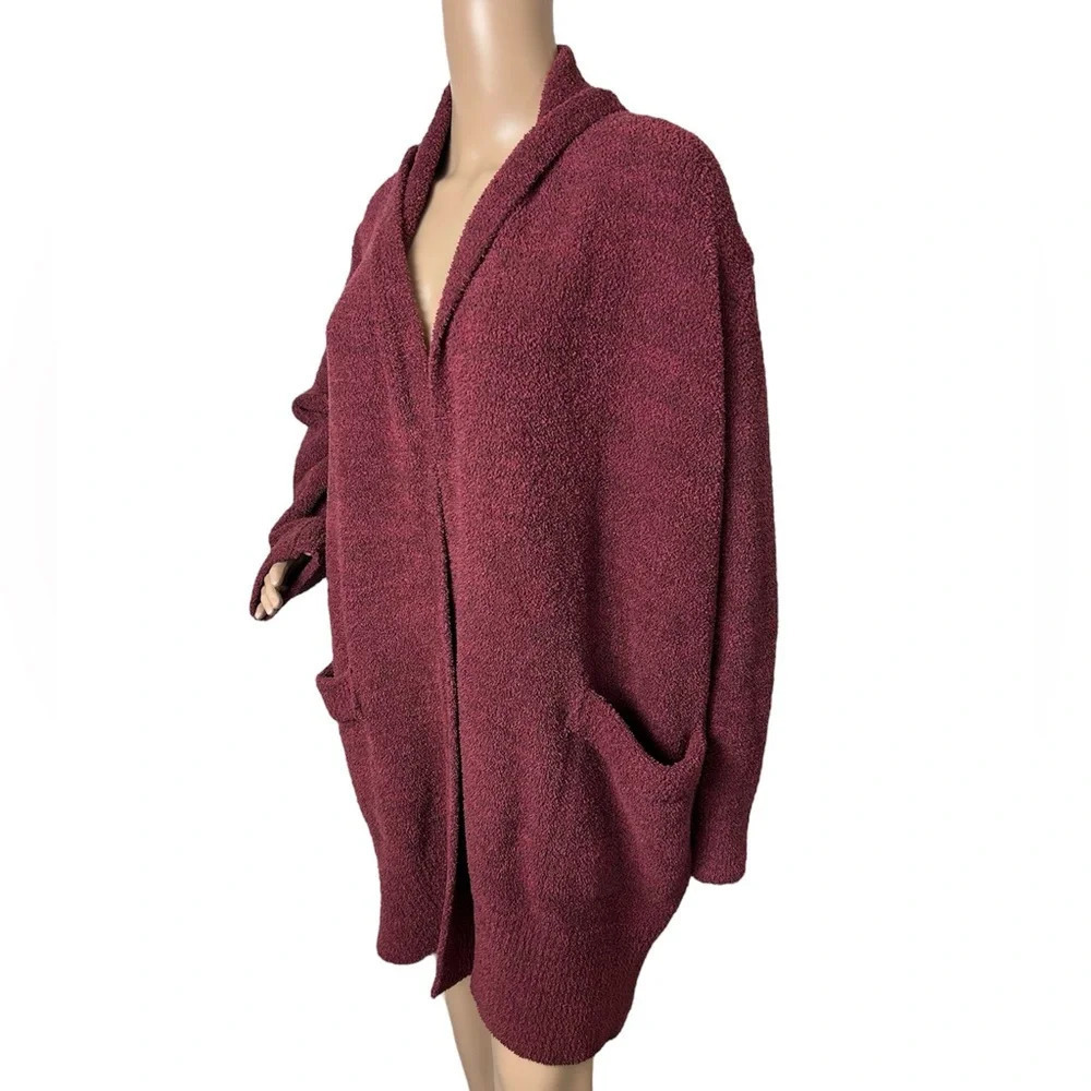 Barefoot Dreams Cali Longline Cozy Open Front Slouchy Wine Cardigan Women Sz S